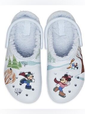 Crocs Blue Disney Mickey and Friends Winter Season Fleece Lined Clogs M7 W9 7 9